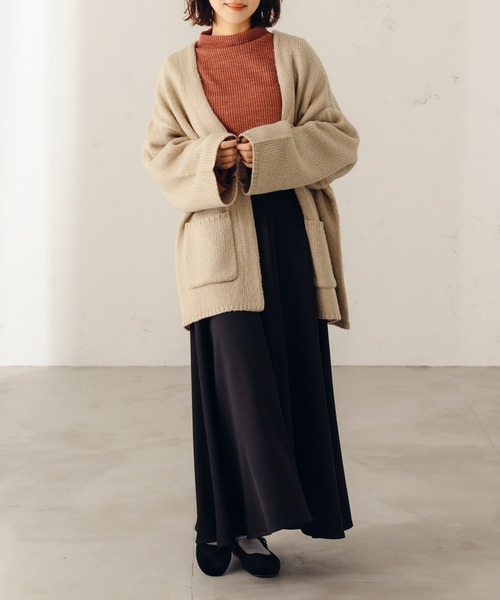 fupel（フぺル）の「オーバーニットジャケットカーディガン（カーディガン/ボレロ・レディース・ライトグリーン/ライトベージュ・SMALL/MEDIUM）」の11枚目の写真