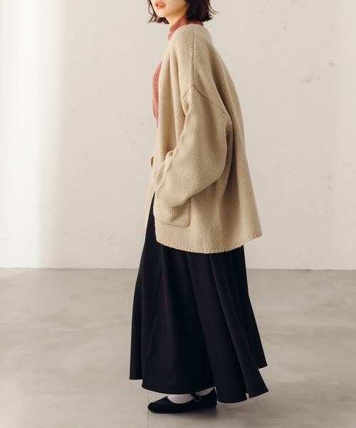 fupel（フぺル）の「オーバーニットジャケットカーディガン（カーディガン/ボレロ・レディース・ライトグリーン/ライトベージュ・SMALL/MEDIUM）」の12枚目の写真