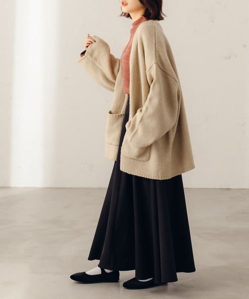 fupel（フぺル）の「オーバーニットジャケットカーディガン（カーディガン/ボレロ・レディース・ライトグリーン/ライトベージュ・SMALL/MEDIUM）」の13枚目の写真