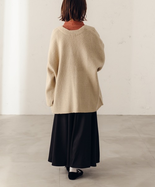 fupel（フぺル）の「オーバーニットジャケットカーディガン（カーディガン/ボレロ・レディース・ライトグリーン/ライトベージュ・SMALL/MEDIUM）」の15枚目の写真