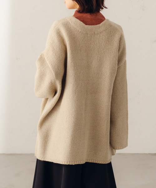 fupel（フぺル）の「オーバーニットジャケットカーディガン（カーディガン/ボレロ・レディース・ライトグリーン/ライトベージュ・SMALL/MEDIUM）」の6枚目の写真