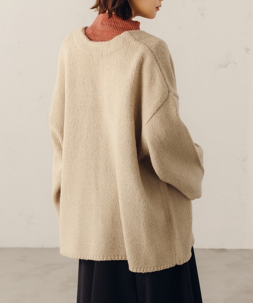 fupel（フぺル）の「オーバーニットジャケットカーディガン（カーディガン/ボレロ・レディース・ライトグリーン/ライトベージュ・SMALL/MEDIUM）」の7枚目の写真