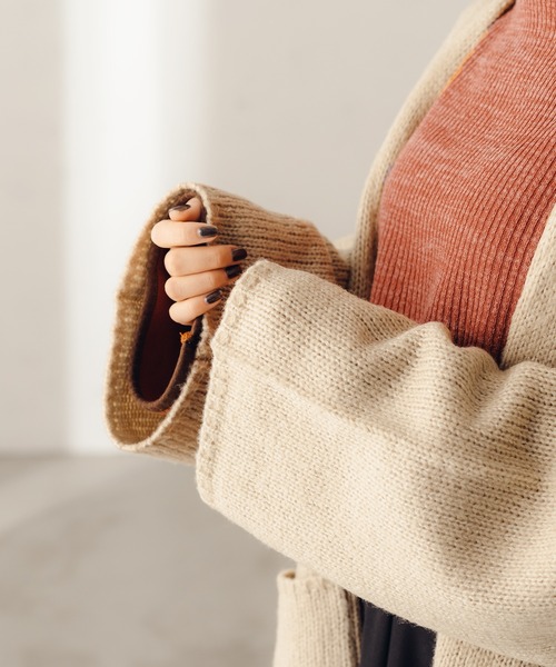 fupel（フぺル）の「オーバーニットジャケットカーディガン（カーディガン/ボレロ・レディース・ライトグリーン/ライトベージュ・SMALL/MEDIUM）」の19枚目の写真