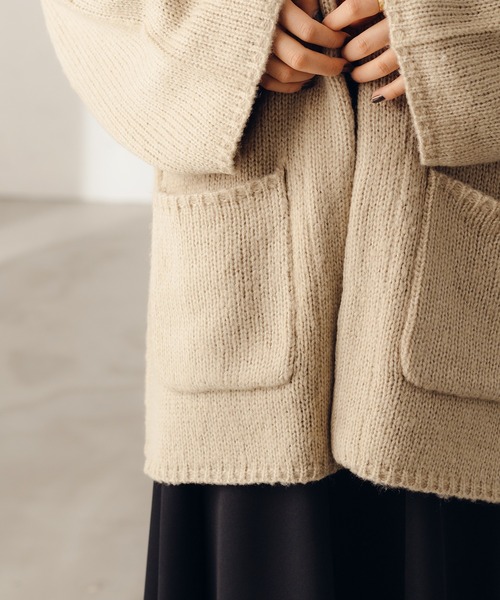 fupel（フぺル）の「オーバーニットジャケットカーディガン（カーディガン/ボレロ・レディース・ライトグリーン/ライトベージュ・SMALL/MEDIUM）」の20枚目の写真