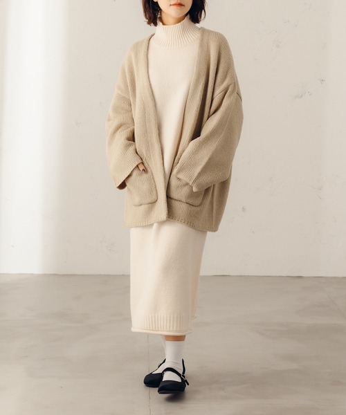 fupel（フぺル）の「オーバーニットジャケットカーディガン（カーディガン/ボレロ・レディース・ライトグリーン/ライトベージュ・SMALL/MEDIUM）」の17枚目の写真