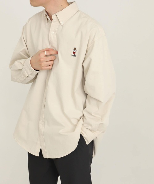 SENSE OF PLACE by URBAN RESEARCH（センスオブプレイスバイアーバンリサーチ）の「『別注』テディベアボタンダウンルーズシャツ（シャツ/ブラウス・メンズ・ブラック/ベージュ/ネイビー/イエロー/ミント/ライトベージュ・MEDIUM/LARGE）」の4枚目の写真