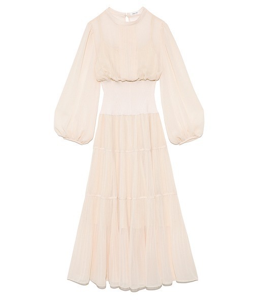 FRAY I.D（フレイアイディー）の「シャーリングシフォンワンピース（ワンピース・レディース・ブラック/イエロー/モカ・0/1）」の13枚目の写真