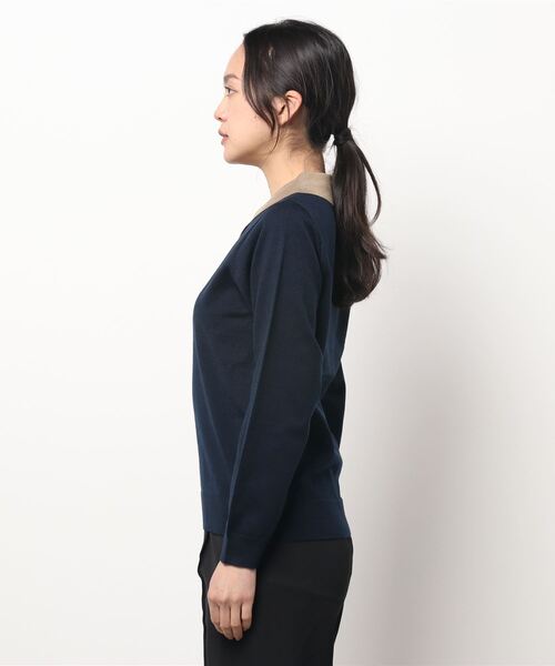 TONAL（トーナル）の「ポロニット（ニット/セーター・レディース・ネイビー/ブラック/ベージュ・38）」の6枚目の写真