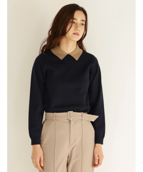 TONAL（トーナル）の「ポロニット（ニット/セーター・レディース・ネイビー/ブラック/ベージュ・38）」の3枚目の写真