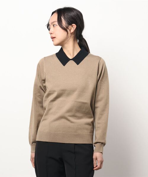 TONAL（トーナル）の「ポロニット（ニット/セーター・レディース・ネイビー/ブラック/ベージュ・38）」の17枚目の写真