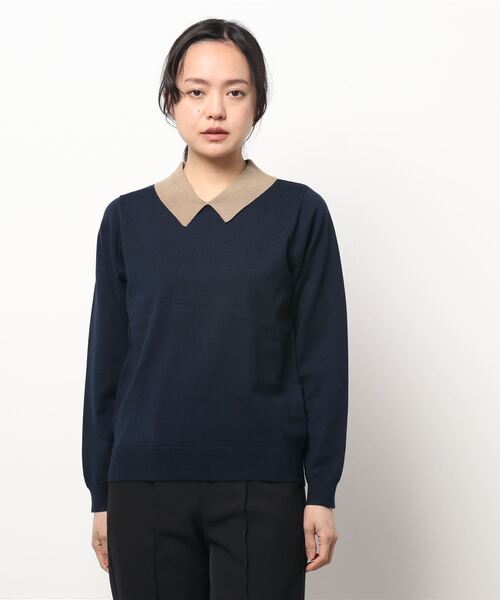 TONAL（トーナル）の「ポロニット（ニット/セーター・レディース・ネイビー/ブラック/ベージュ・38）」の16枚目の写真