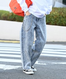 ヘビーオンスデニム ワイドバギーパンツ チェーン付き