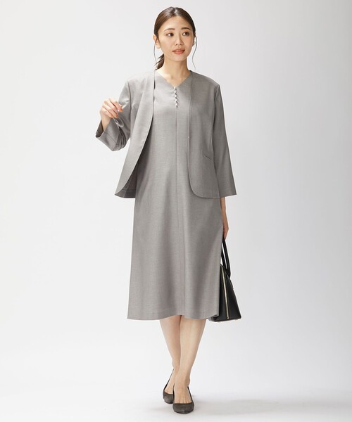 J.PRESS(ジェイプレス)の「【洗える】OXIJEWELストレッチ ワンピース(ワンピース・レディース・ライトグレー系/黄土色系/ネイビー系・T13/T15)」の5枚目の写真