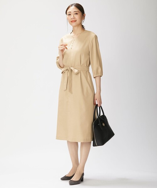 J.PRESS(ジェイプレス)の「【洗える】OXIJEWELストレッチ ワンピース(ワンピース・レディース・ライトグレー系/黄土色系/ネイビー系・T13/T15)」の6枚目の写真