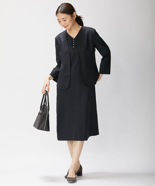 J.PRESS(ジェイプレス)の「【洗える】OXIJEWELストレッチ ワンピース(ワンピース・レディース・ライトグレー系/黄土色系/ネイビー系・T13/T15)」の9枚目の写真