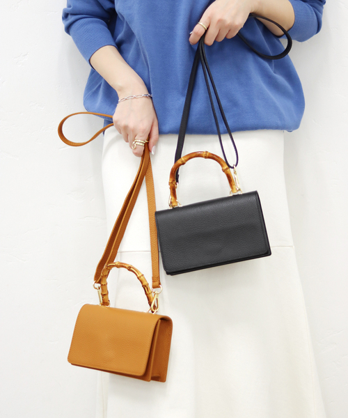 AULENTTI(オウレンティ)の「【AULENTTI/オウレンティ】BAMBOO ミニバッグ:ショルダーバッグ◆(ショルダーバッグ・レディース・ブラック/キャメル・FREE)」の7枚目の写真