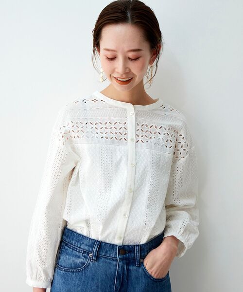 le.coeur blanc（ルクールブラン）の「カットワークレースブラウス（シャツ/ブラウス・レディース・オフホワイト/ブラック・38）」の16枚目の写真