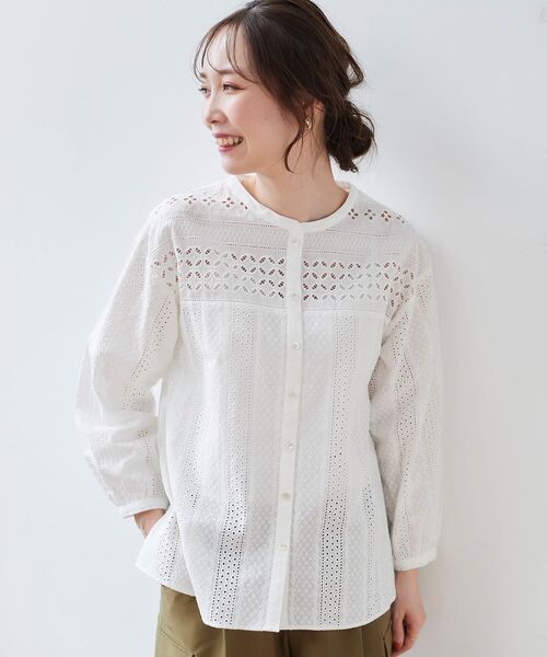 le.coeur blanc（ルクールブラン）の「カットワークレースブラウス（シャツ/ブラウス・レディース・オフホワイト/ブラック・38）」の22枚目の写真