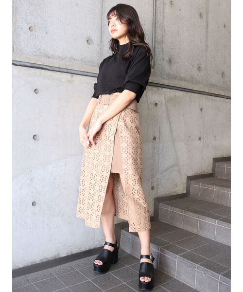 MURUA(ムルーア)の「ジオメレースラップスカート(スカート・レディース・ホワイト/ブラック/モカ・1/2)」の9枚目の写真