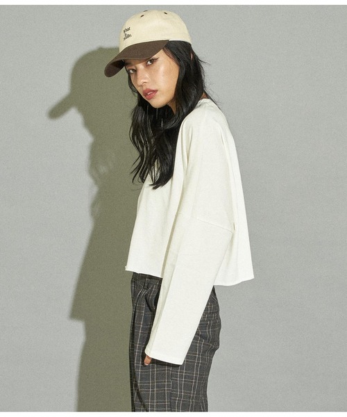 ANAP（アナップ）の「クロップドロングTシャツ（Tシャツ/カットソー・レディース・ブラック/オフホワイト/ライトベージュ・FREE）」の9枚目の写真