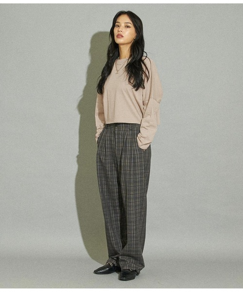 ANAP（アナップ）の「クロップドロングTシャツ（Tシャツ/カットソー・レディース・ブラック/オフホワイト/ライトベージュ・FREE）」の13枚目の写真