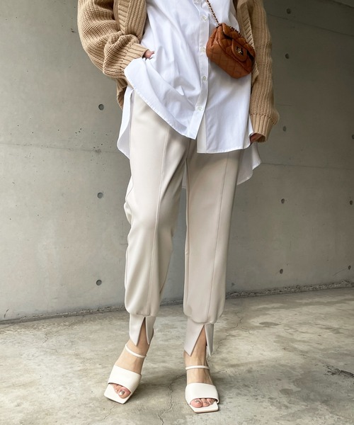 DouDou（ドゥドゥ）の「カットジョグパンツ（その他パンツ・レディース・ブラック/ベージュ・FREE）」の19枚目の写真