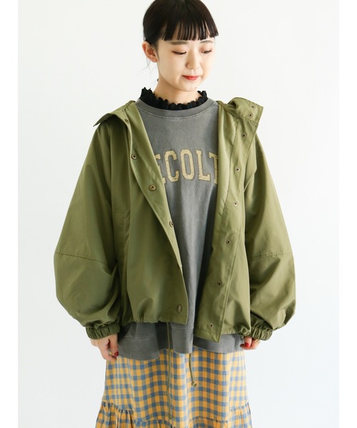 Samansa Mos2（サマンサ モスモス）の「ボリューム袖マウンテンパーカー（マウンテンパーカー・レディース・イエロー/カーキ/ネイビー/ベージュ/ピンク・ﾌﾘ-）」の3枚目の写真