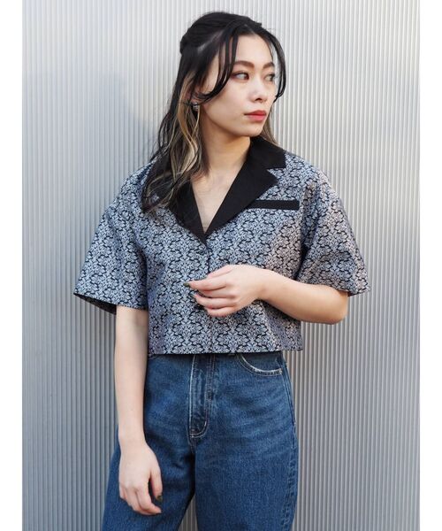 EVRIS（エヴリス）の「ジャガードショートレングスシャツ（シャツ/ブラウス・レディース・カーキ/ブラック・FREE）」の13枚目の写真