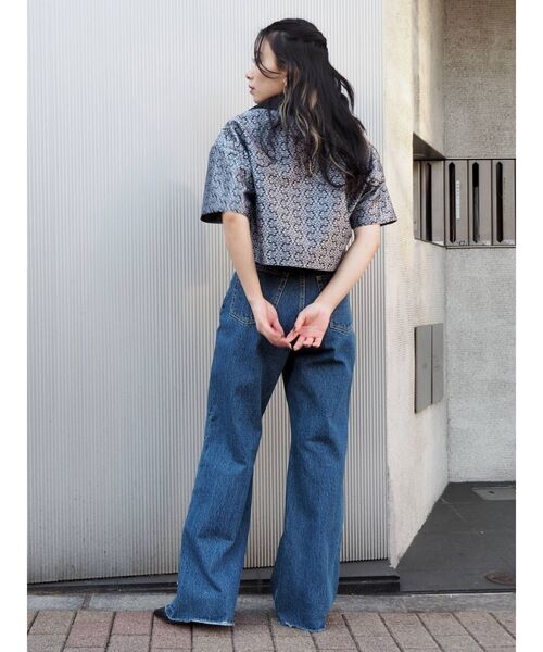 EVRIS（エヴリス）の「ジャガードショートレングスシャツ（シャツ/ブラウス・レディース・カーキ/ブラック・FREE）」の9枚目の写真