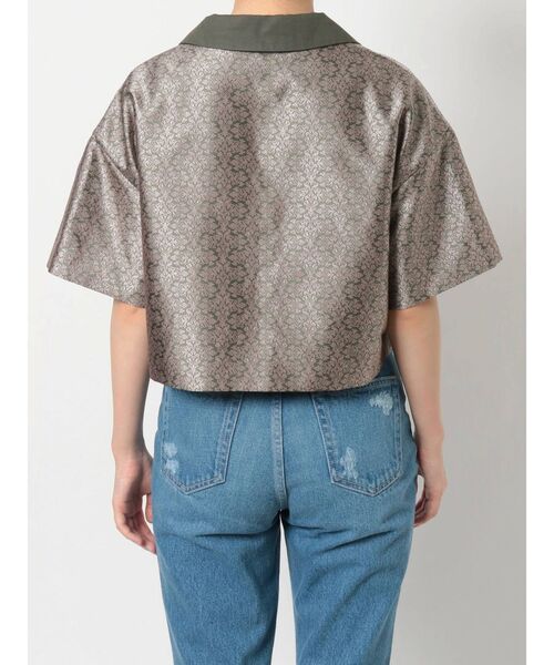 EVRIS（エヴリス）の「ジャガードショートレングスシャツ（シャツ/ブラウス・レディース・カーキ/ブラック・FREE）」の6枚目の写真
