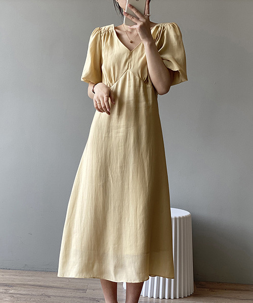 C U L W Vネックaライン パフスリーブワンピース Culw0 ワンピース C U L シーユーエル のファッション通販 Zozotown