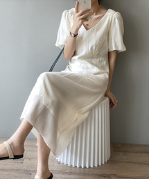 【c.u.l:w】VネックAライン パフスリーブワンピース culw200