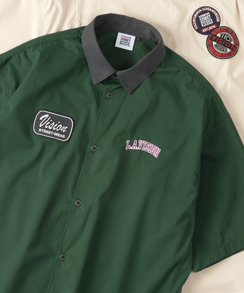 VISION STREET WEAR（ヴィジョンストリートウェア）の「【VISION STREET  WEAR/ヴィジョンストリートウェア】 ビッグシルエット クレリックワッペンシャツ/半袖シャツ（シャツ/ブラウス・レディース・アイボリー/グリーン/チャコールグレー・M/XL/L）」の3枚目の写真