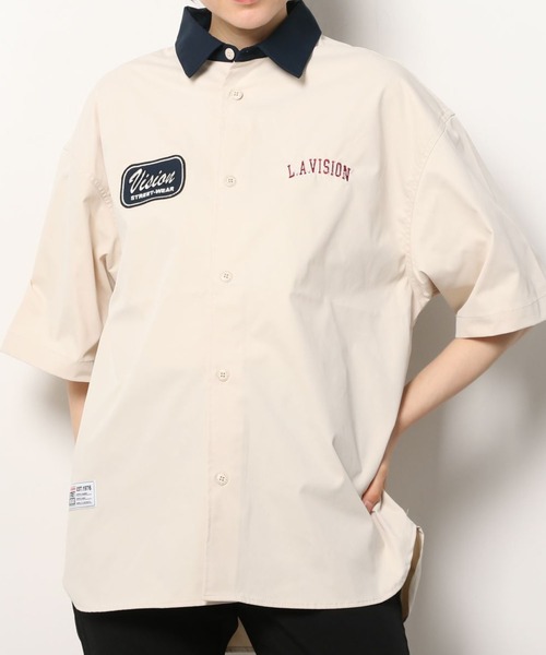 VISION STREET WEAR（ヴィジョンストリートウェア）の「【VISION STREET  WEAR/ヴィジョンストリートウェア】 ビッグシルエット クレリックワッペンシャツ/半袖シャツ（シャツ/ブラウス・レディース・アイボリー/グリーン/チャコールグレー・M/XL/L）」の19枚目の写真