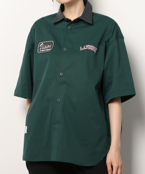 VISION STREET WEAR（ヴィジョンストリートウェア）の「【VISION STREET  WEAR/ヴィジョンストリートウェア】 ビッグシルエット クレリックワッペンシャツ/半袖シャツ（シャツ/ブラウス・レディース・アイボリー/グリーン/チャコールグレー・M/XL/L）」の15枚目の写真
