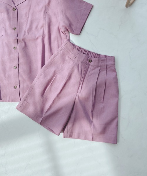 AS KNOW AS plus（アズノゥアズプラス）の「●コットンリネンショートパンツ　セットアップ可能（その他パンツ・レディース・アイボリー/パープル/ライトカーキ/ブラック/ナチュラル・FREE）」の5枚目の写真