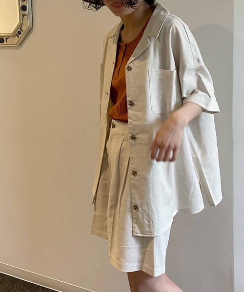 AS KNOW AS plus（アズノゥアズプラス）の「●コットンリネンショートパンツ　セットアップ可能（その他パンツ・レディース・アイボリー/パープル/ライトカーキ/ブラック/ナチュラル・FREE）」の10枚目の写真