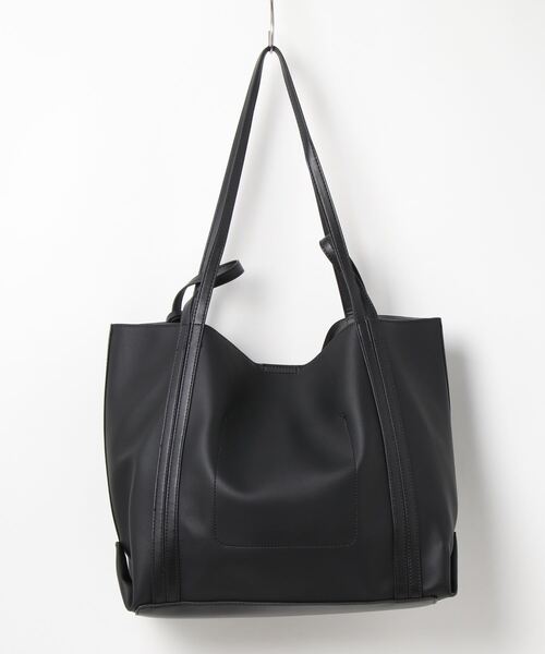 cache cache(カシュ カシュ)の「カシュカシュ cachecache / ソフトレザー2ハンドルビッグトートバッグ(トートバッグ・レディース・ブラック/ホワイト×ブラック/ベージュ/パイソン・FREE)」の8枚目の写真