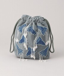 Firsthand | HVISK/ヴィスク POUCH ROCKET NATURE GREEN / ビーズ刺繍 巾着バッグ(バックパック/リュック)