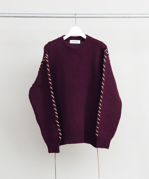 DISCOVERED（ディスカバード）の「DISCOVERED ディスカバード / LOOPING KNIT スエードテープルーピングニット ビッグシルエットセーター / DC-AW22-KN-03（ニット/セーター・メンズ・グレー/バーガンディー/ブラック・1/3/2）」の6枚目の写真