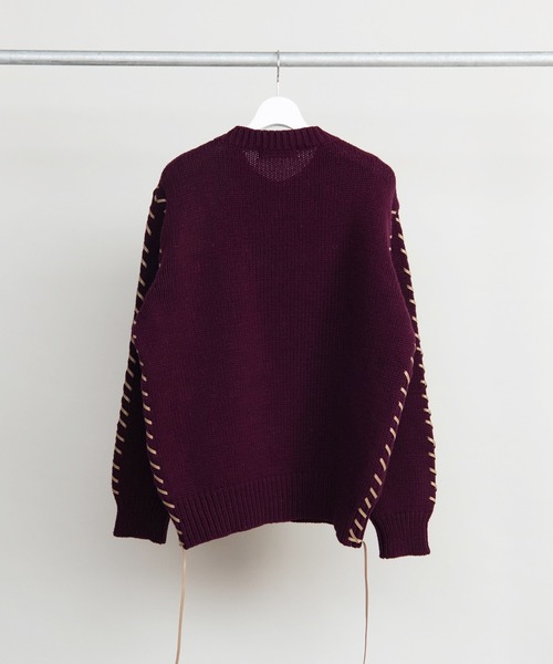 DISCOVERED（ディスカバード）の「DISCOVERED ディスカバード / LOOPING KNIT スエードテープルーピングニット ビッグシルエットセーター / DC-AW22-KN-03（ニット/セーター・メンズ・グレー/バーガンディー/ブラック・1/3/2）」の18枚目の写真