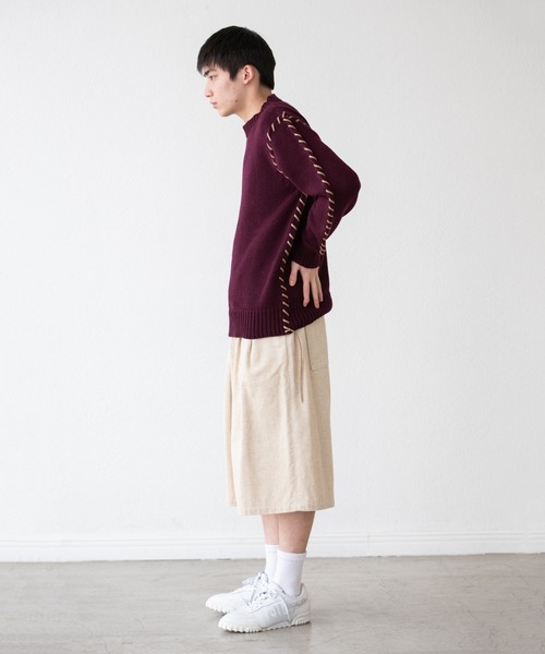 DISCOVERED（ディスカバード）の「DISCOVERED ディスカバード / LOOPING KNIT スエードテープルーピングニット ビッグシルエットセーター / DC-AW22-KN-03（ニット/セーター・メンズ・グレー/バーガンディー/ブラック・1/3/2）」の8枚目の写真