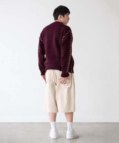 DISCOVERED（ディスカバード）の「DISCOVERED ディスカバード / LOOPING KNIT スエードテープルーピングニット ビッグシルエットセーター / DC-AW22-KN-03（ニット/セーター・メンズ・グレー/バーガンディー/ブラック・1/3/2）」の20枚目の写真