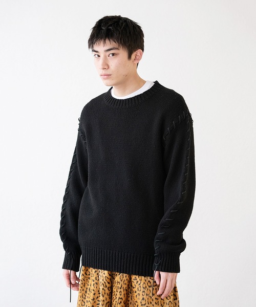DISCOVERED（ディスカバード）の「DISCOVERED ディスカバード / LOOPING KNIT スエードテープルーピングニット ビッグシルエットセーター / DC-AW22-KN-03（ニット/セーター・メンズ・グレー/バーガンディー/ブラック・1/3/2）」の13枚目の写真