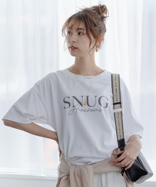 BAYFLOW（ベイフロー）の「グラインダープリントＴ（Tシャツ/カットソー・レディース・ホワイト/キャメル/チャコール・FREE）」の2枚目の写真