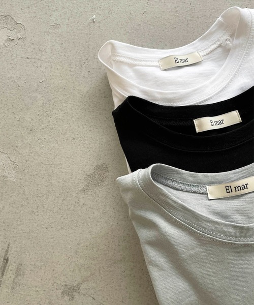 CANAL JEAN（キャナルジーン）の「El mar(エルマール) 無地コンパクト半袖Tシャツ（Tシャツ/カットソー・レディース・ホワイト/ブラック/カーキ・ONE SIZE）」の6枚目の写真