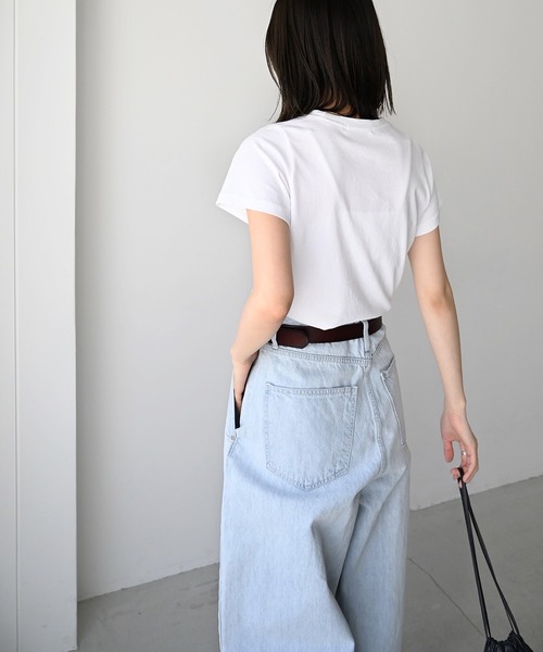 CANAL JEAN（キャナルジーン）の「El mar(エルマール) 無地コンパクト半袖Tシャツ（Tシャツ/カットソー・レディース・ホワイト/ブラック/カーキ・ONE SIZE）」の13枚目の写真