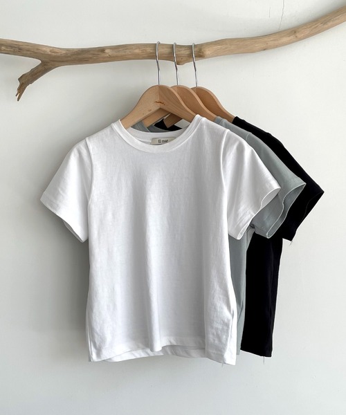 CANAL JEAN（キャナルジーン）の「El mar(エルマール) 無地コンパクト半袖Tシャツ（Tシャツ/カットソー・レディース・ホワイト/ブラック/カーキ・ONE SIZE）」の5枚目の写真