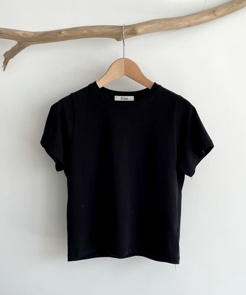 CANAL JEAN（キャナルジーン）の「El mar(エルマール) 無地コンパクト半袖Tシャツ（Tシャツ/カットソー・レディース・ホワイト/ブラック/カーキ・ONE SIZE）」の16枚目の写真