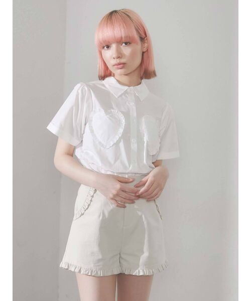 merry jenny(メリージェニー)の「ハートポケットシャツ(シャツ/ブラウス・レディース・ブラック/オフホワイト/ピンク・FREE)」の2枚目の写真